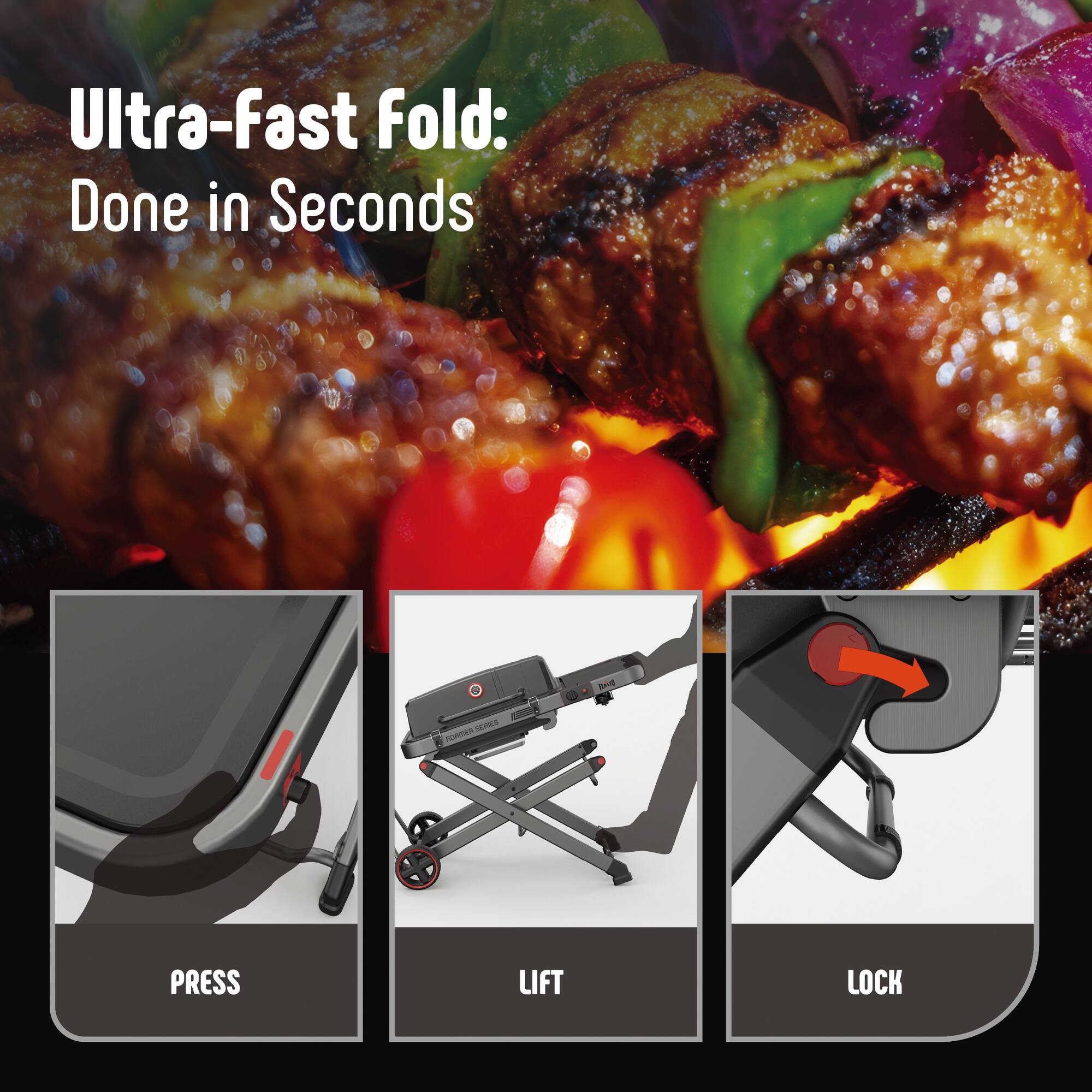 Ultra-fast fold: Done in Seconds

6 d - SEEs - PRESS LIFT LOCK

PRESS
LIFT
LOCK