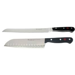 Classic 9" Bread Knife and Wusthof Gourmet 7" Hollow Edge Santoku Knife
