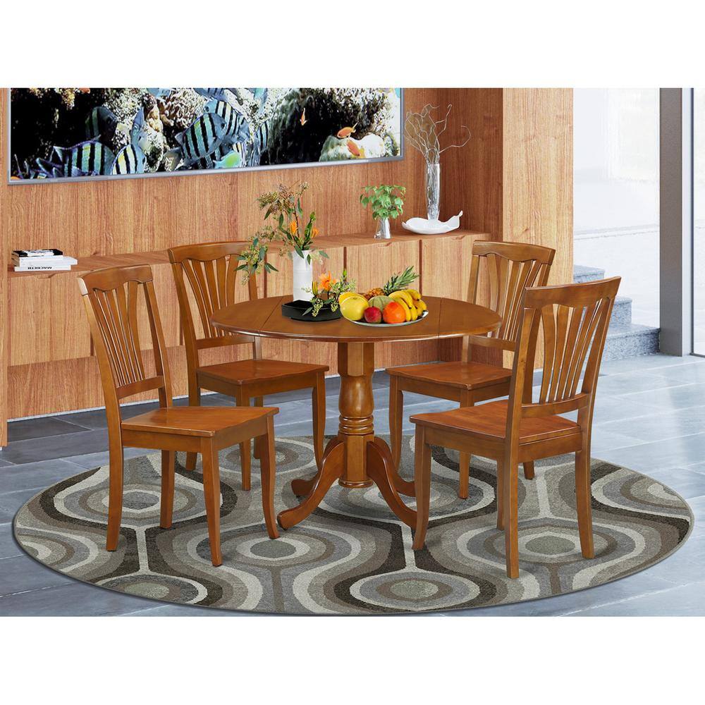 Back. East West Furniture - 5 Pc Kitchen nook Dining set-breakfast nook Table and 4 Dining Chairs - Saddle Brown.