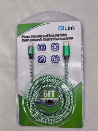 miLink iPhone Charging and Syncing Cable Sincronización y Carga de iPhone Cable I charge/sync charging fast Link W ultrastrong reinforced HTE braided fabric 6FT 1.8M