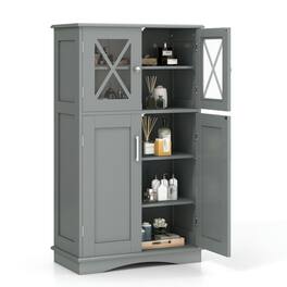 Kadyn - 4 Doors Freeestanding Bathroom Floor Cabinet with Adjustable Shelves- Bathroom Cabinets for Entryway Storage - Gray