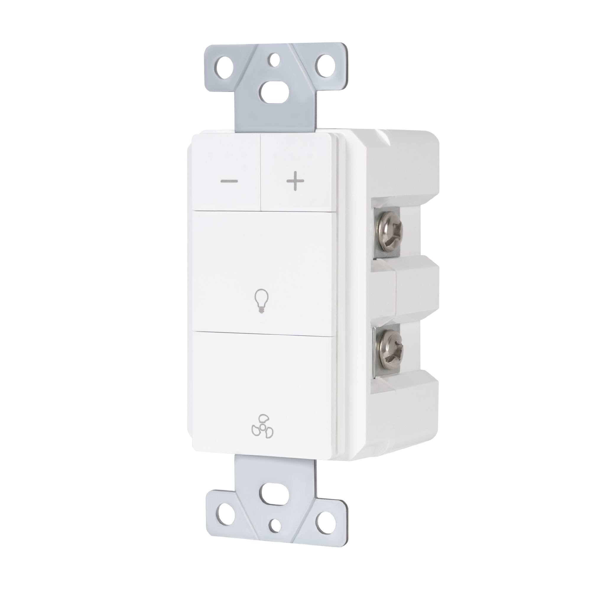 Left. Akicon - Akicon Single Pole LED Dimmer Switch with Motion-Activated Wall Plate for Bathroom Exhaust Fan in White - White.