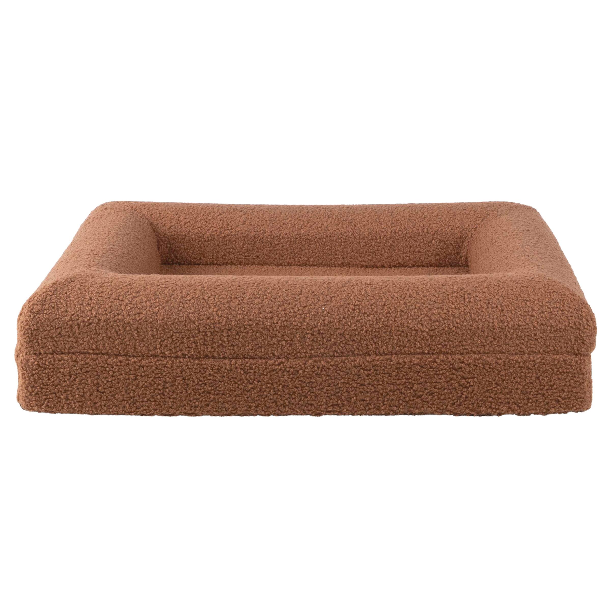 Angle. PetMaker - 26in Small Dog Bed with Bolster - Brown.
