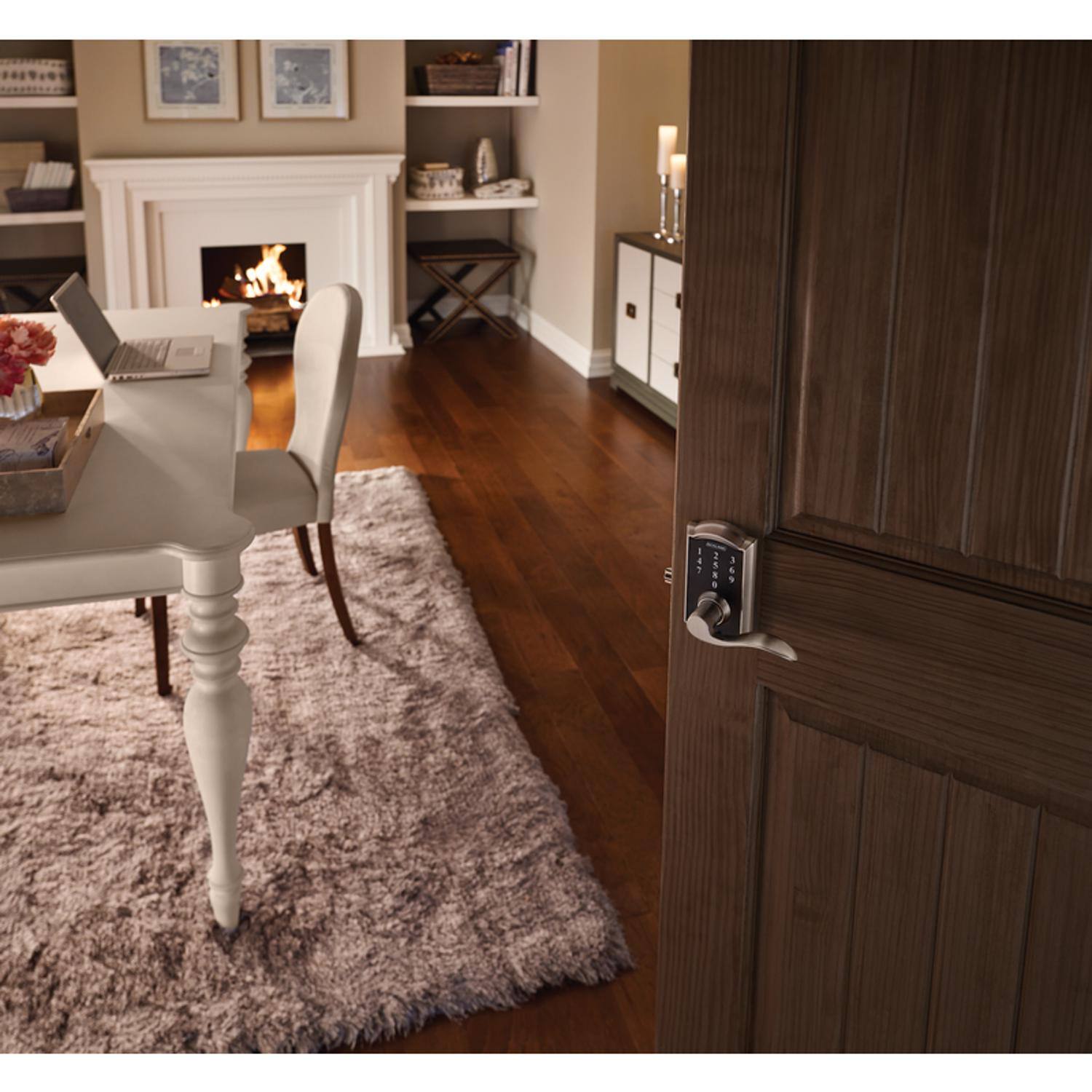 Left. Schlage - Schlage Satin Nickel Steel Electric Touch Screen Entry Lock - Satin Nickel.