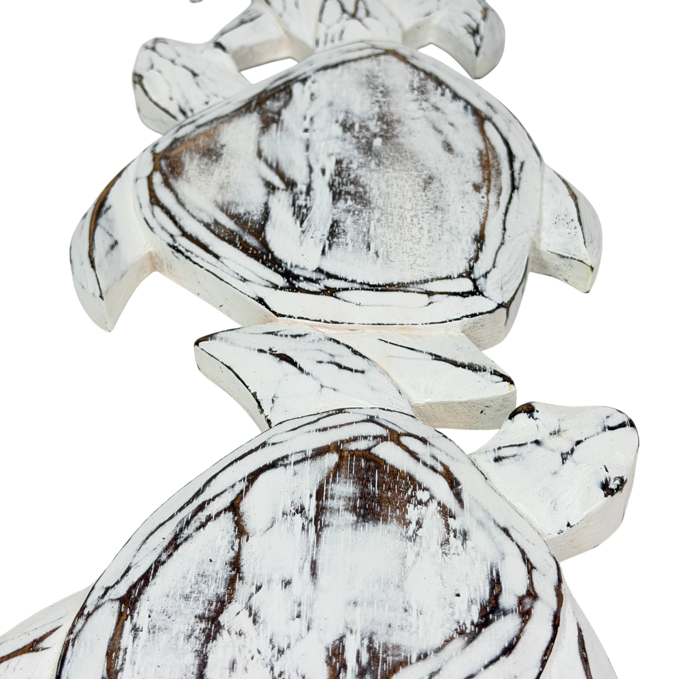 Alt View 9. Chesapeake Bay - Three Turtle Wood Wall Hanging Distressed White 24 Inch Coastal Nautical Decor - White.