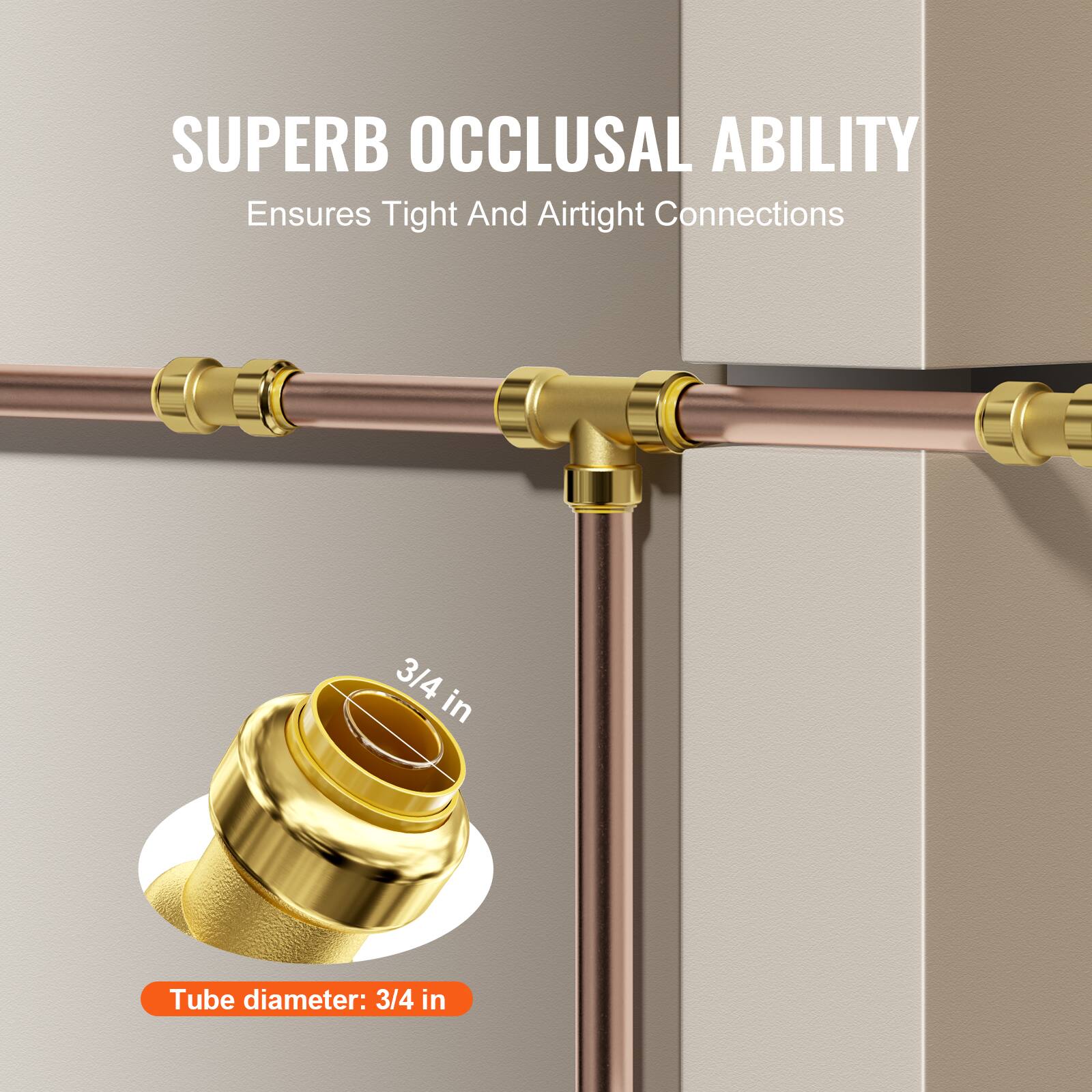SUPERB OCCLUSAL ABILITY  
Ensures Tight And Airtight Connections  

Tube diameter: 3/4 in