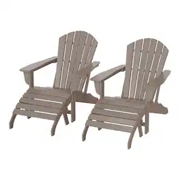 WestinTrends - Dylan Outdoor Adirondack Chair With Ottoman 4-Piece Set - Weathered Wood