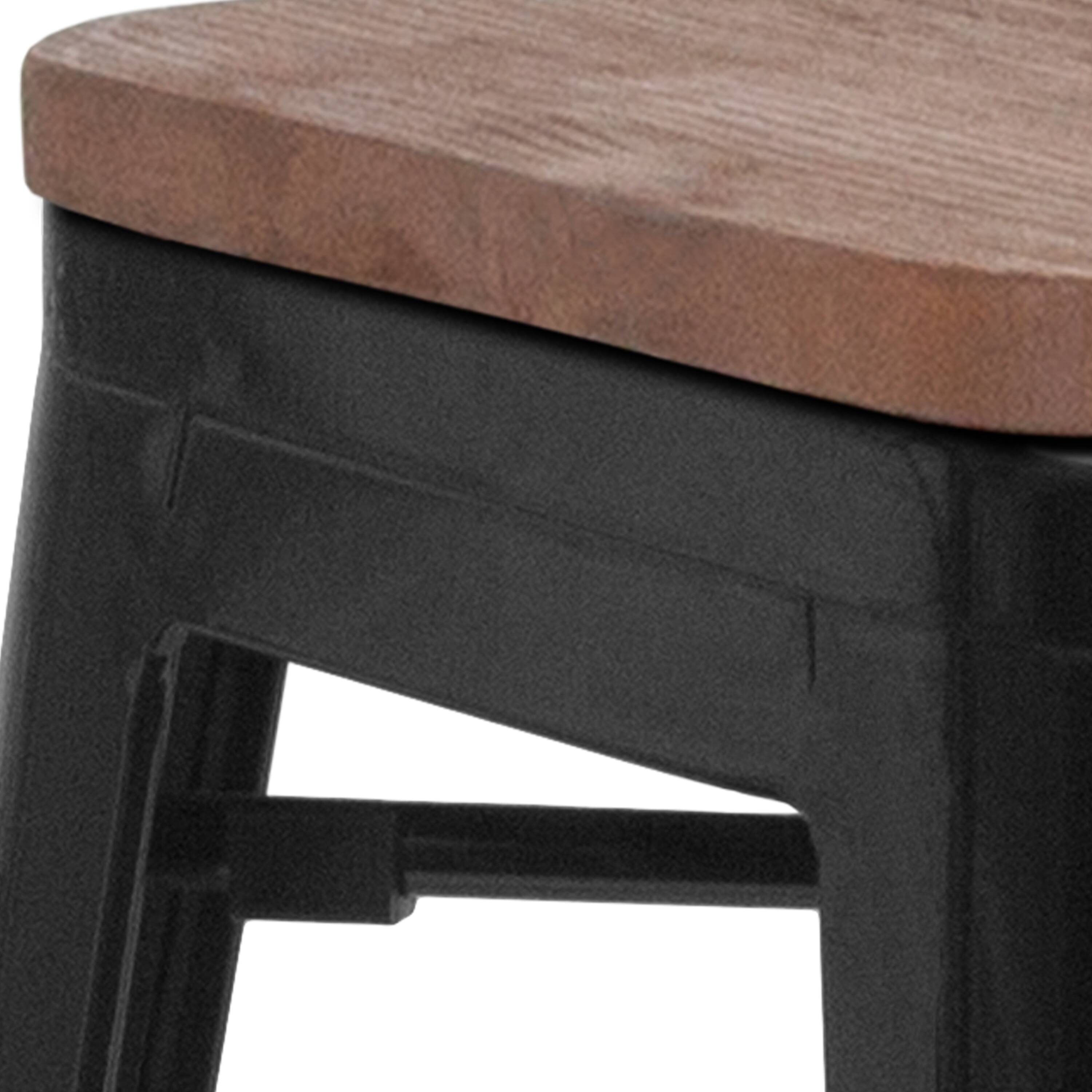 Alt View 10. Emma + Oliver - 24"H Backless Metal Counter Height Stool with Wood Seat - Black.