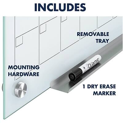 INCLUDES

- REMOVABLE TRAY
- MOUNTING HARDWARE
- 1 DRY ERASE MARKER