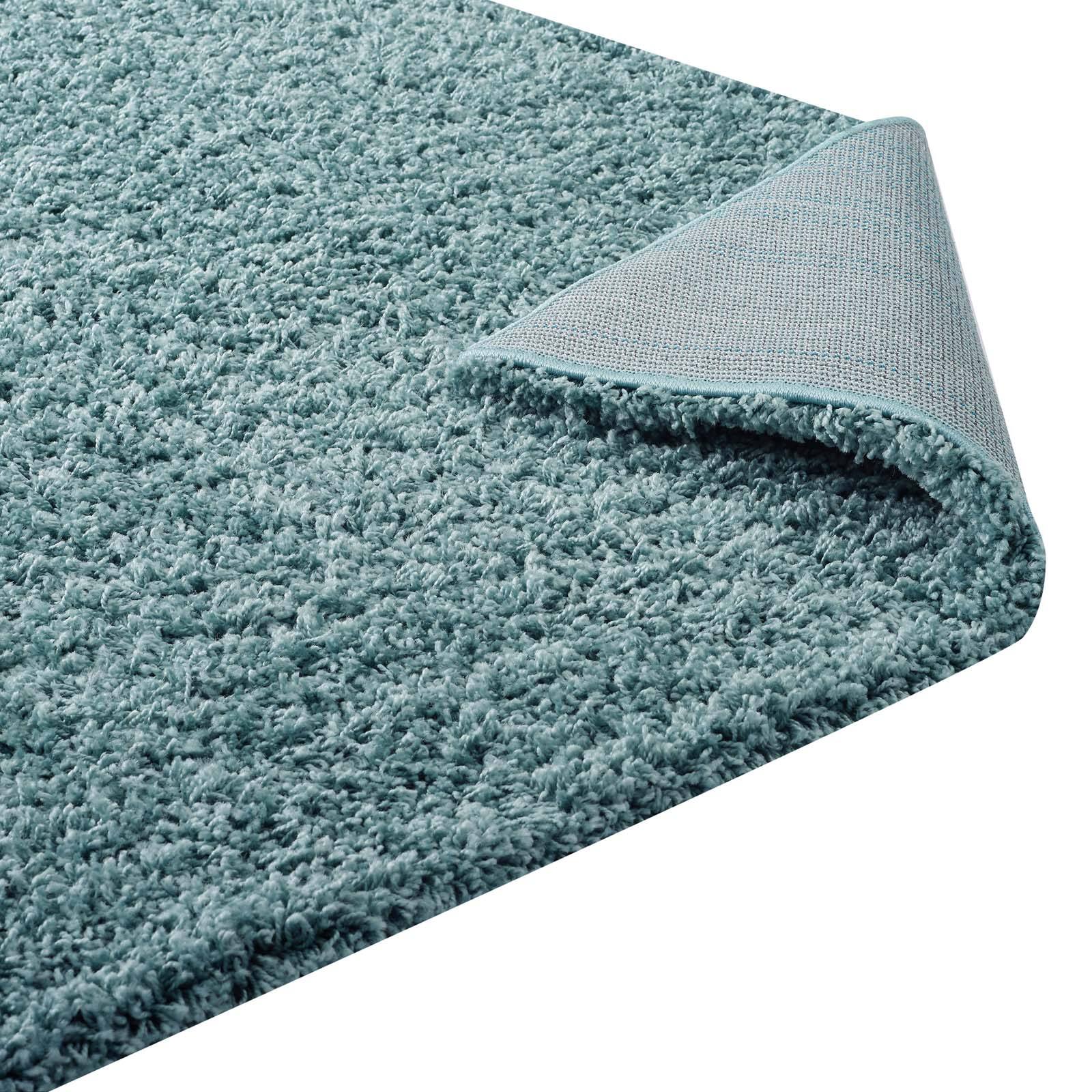 Alt View 3. Modway - Enyssa Solid Shag Area Rug - Aqua Blue and Ivory.