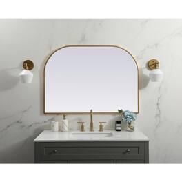 Elegant Decor - Metal Frame Arch Mirror 42x30 Inch - Brass