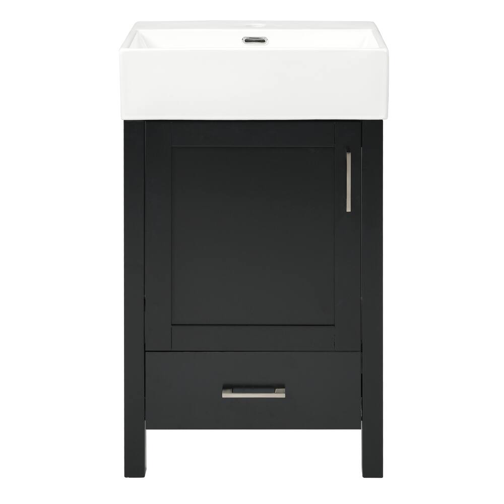 Alt View 8. Loheer - Loheer 20 inch black bathroom vanity with ceramic sink, small bathroom vanity with drawer - Black.