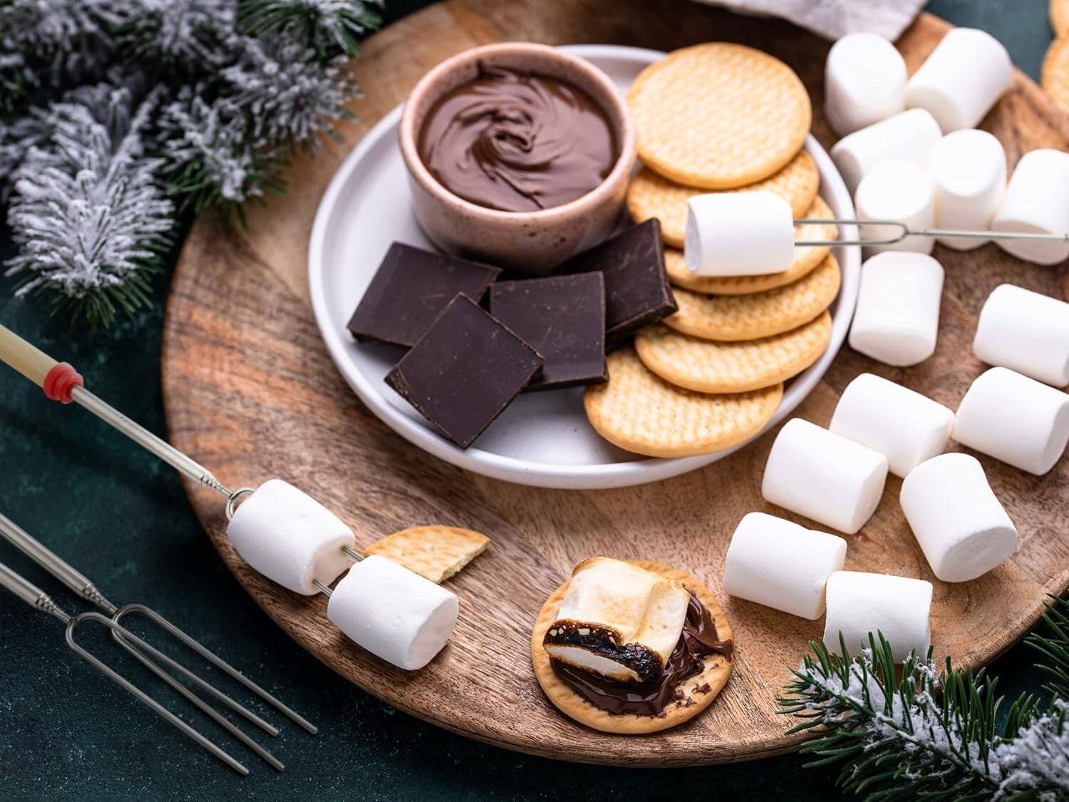 Angle. Zulay Kitchen - Zulay Kitchen Sturdy Marshmallow Sticks for Fire Pit - Great Smores Sticks Smores Kit for Fire Pit, 32" Value 20 Pack - Multicolor.