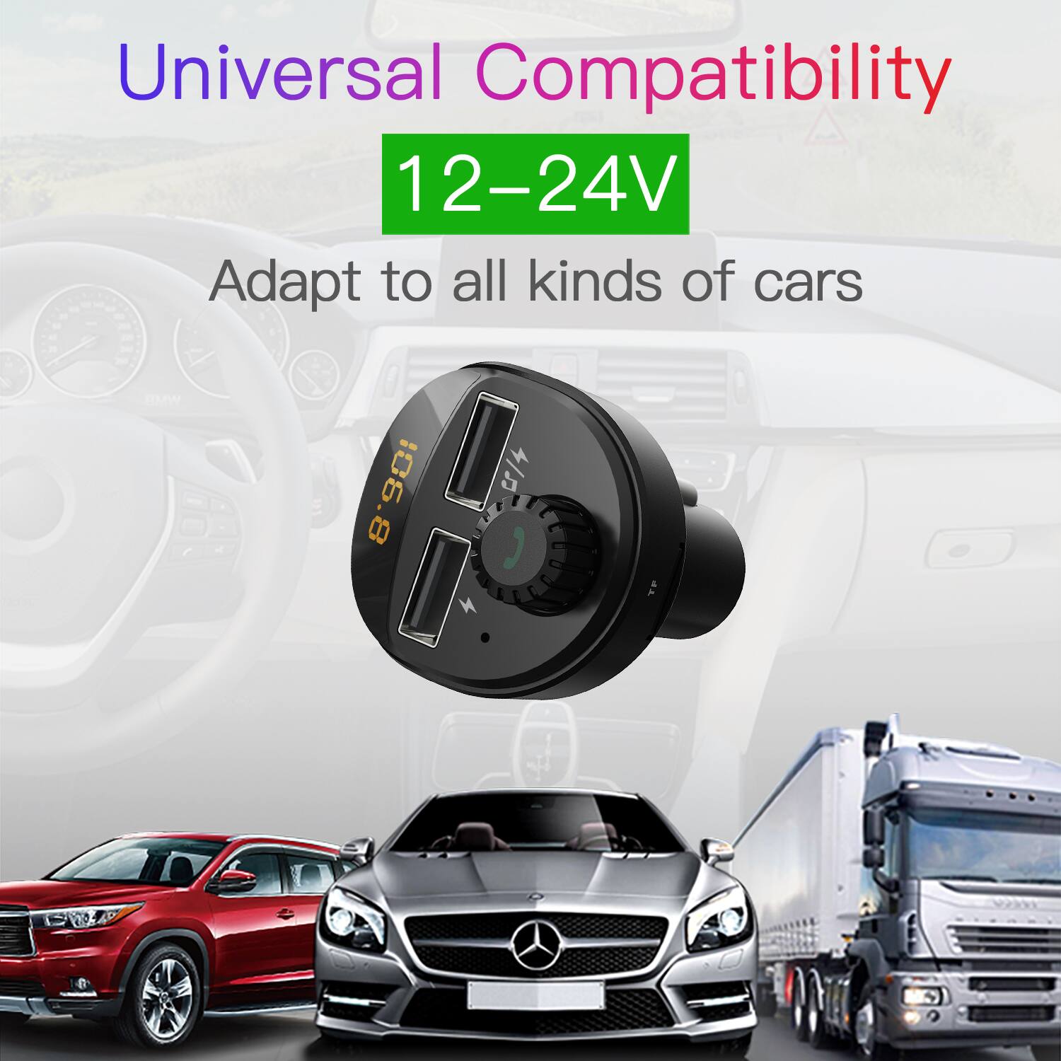 Universal Compatibility 12-24V Adapt to all kinds of cars 106.8 $ C
