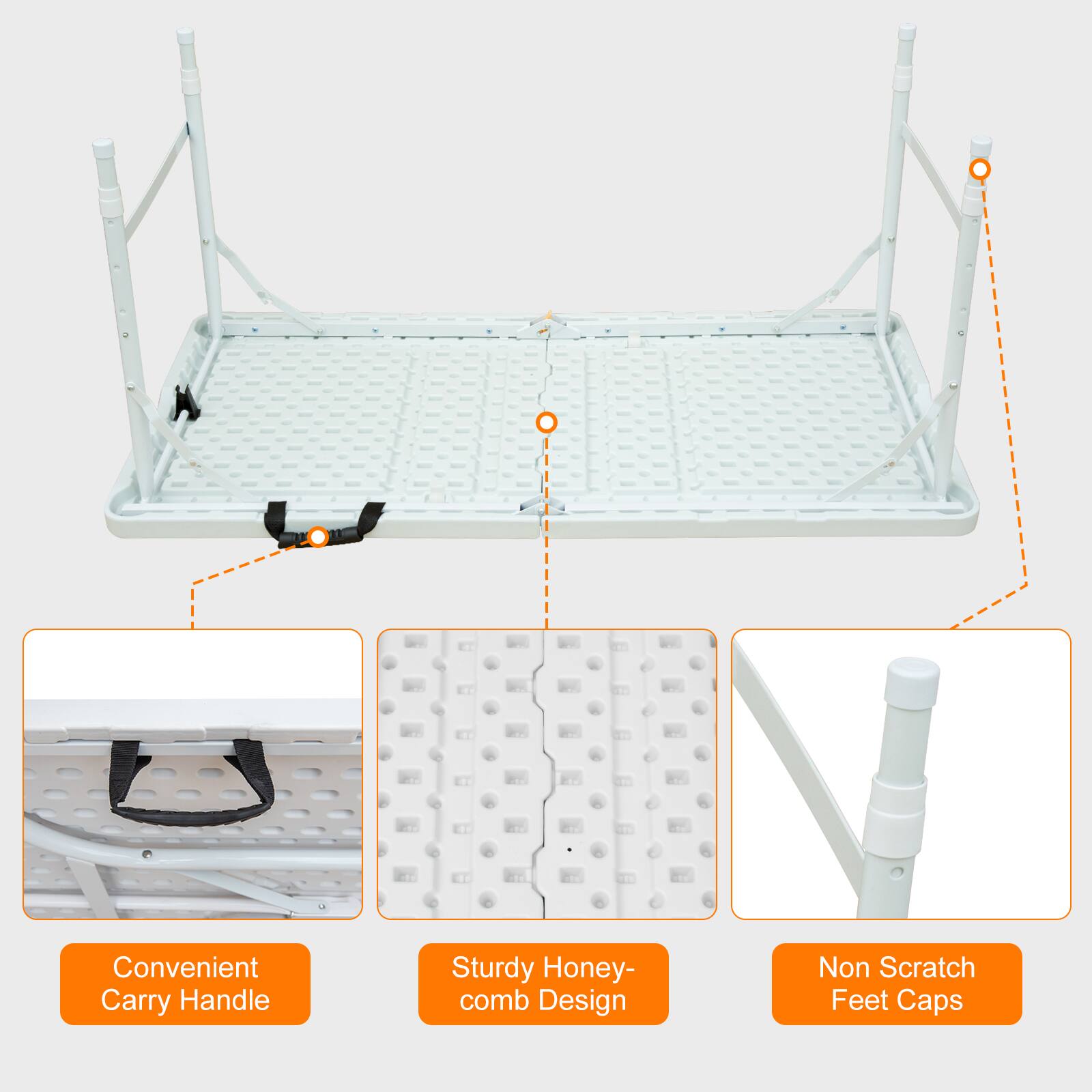 Convenient Carry Handle  
Sturdy Honeycomb Design  
Non Scratch Feet Caps