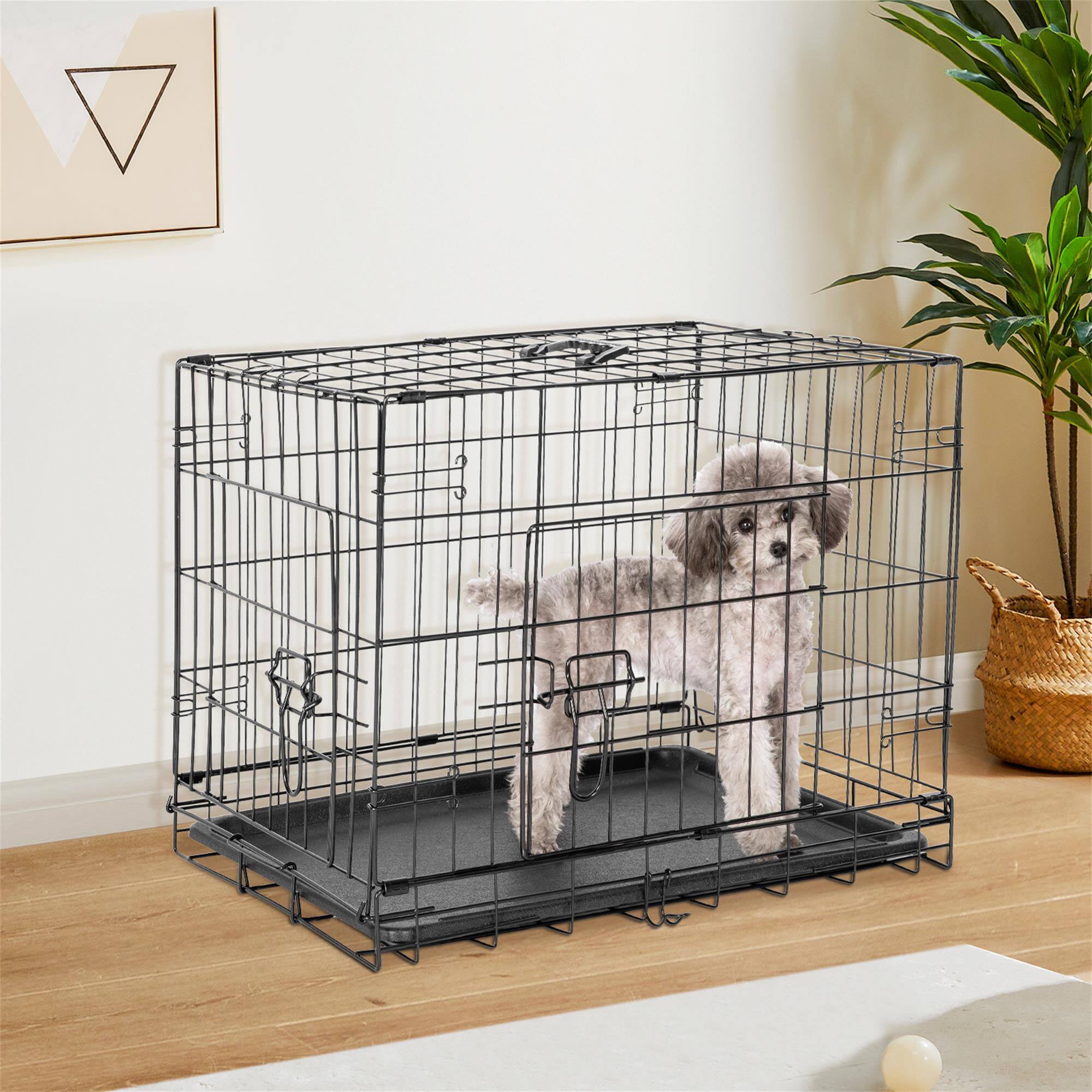 Back. Pefilos - 36" Dog Crates for Large Dogs Folding Mental Wire Pet Cage Outdoor and Indoor Dog Kennels with Double-Door.
