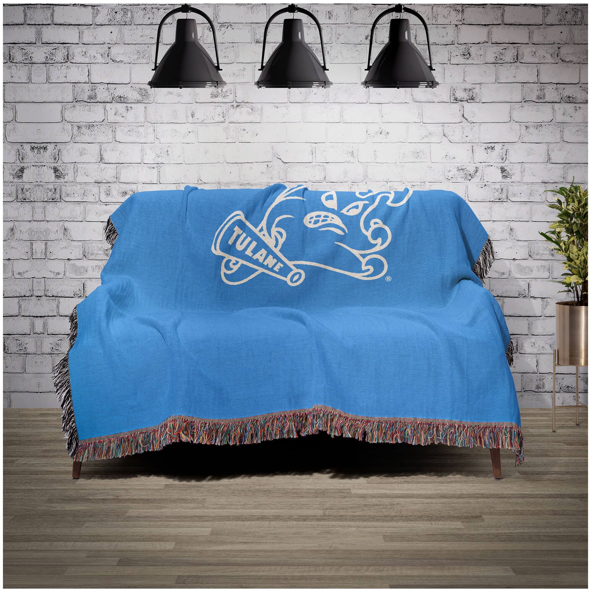 Alt View 1. Chad & Jake - Tulane Green Wave Woven Blanket - Blue.