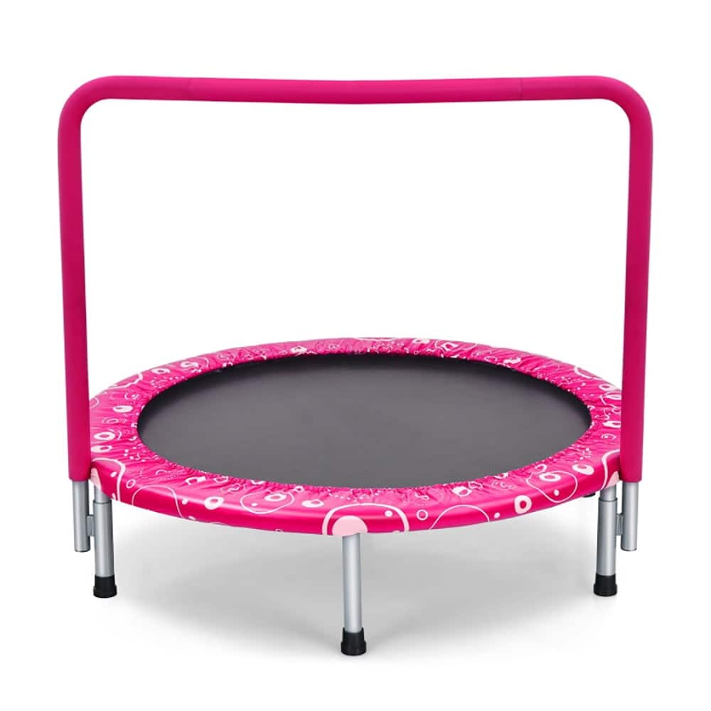 Kadyn - 36 Inch Kids Trampoline Mini Rebounder with Full Covered Handrail-Pink, Trampoline with Enclosure, Great Mini Trampoline
