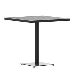 Emma + Oliver - Outdoor Faux Teak Dining Table with Poly Slats - Patio Table - Gray Wash Teak