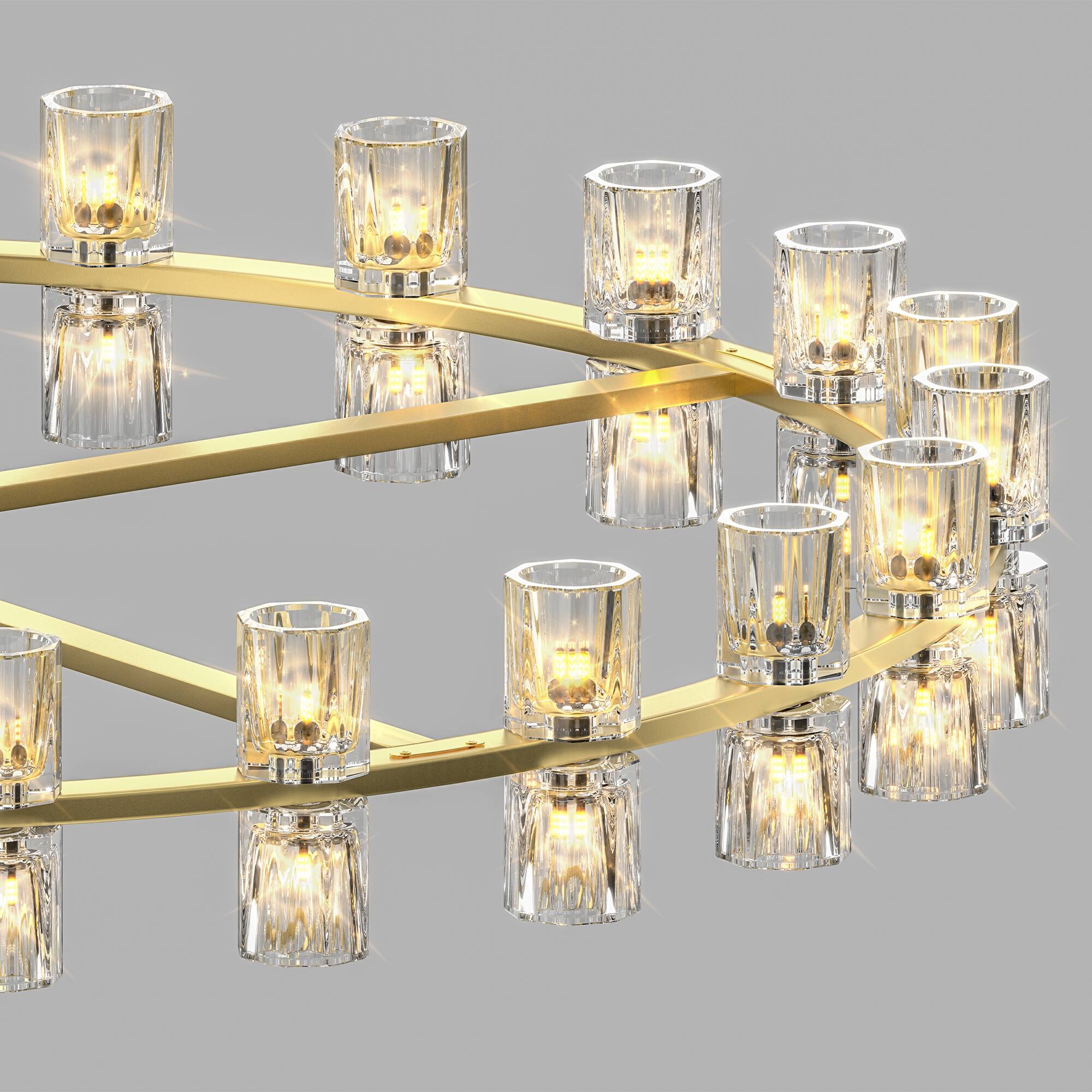 Alt View 1. Tiramisubest - 48" Gold Wagon Wheel Chandelier with Crystal Shade,48 Lights,Modern Farmhouse Style,Ideal for Dining Room,Kitchen.
