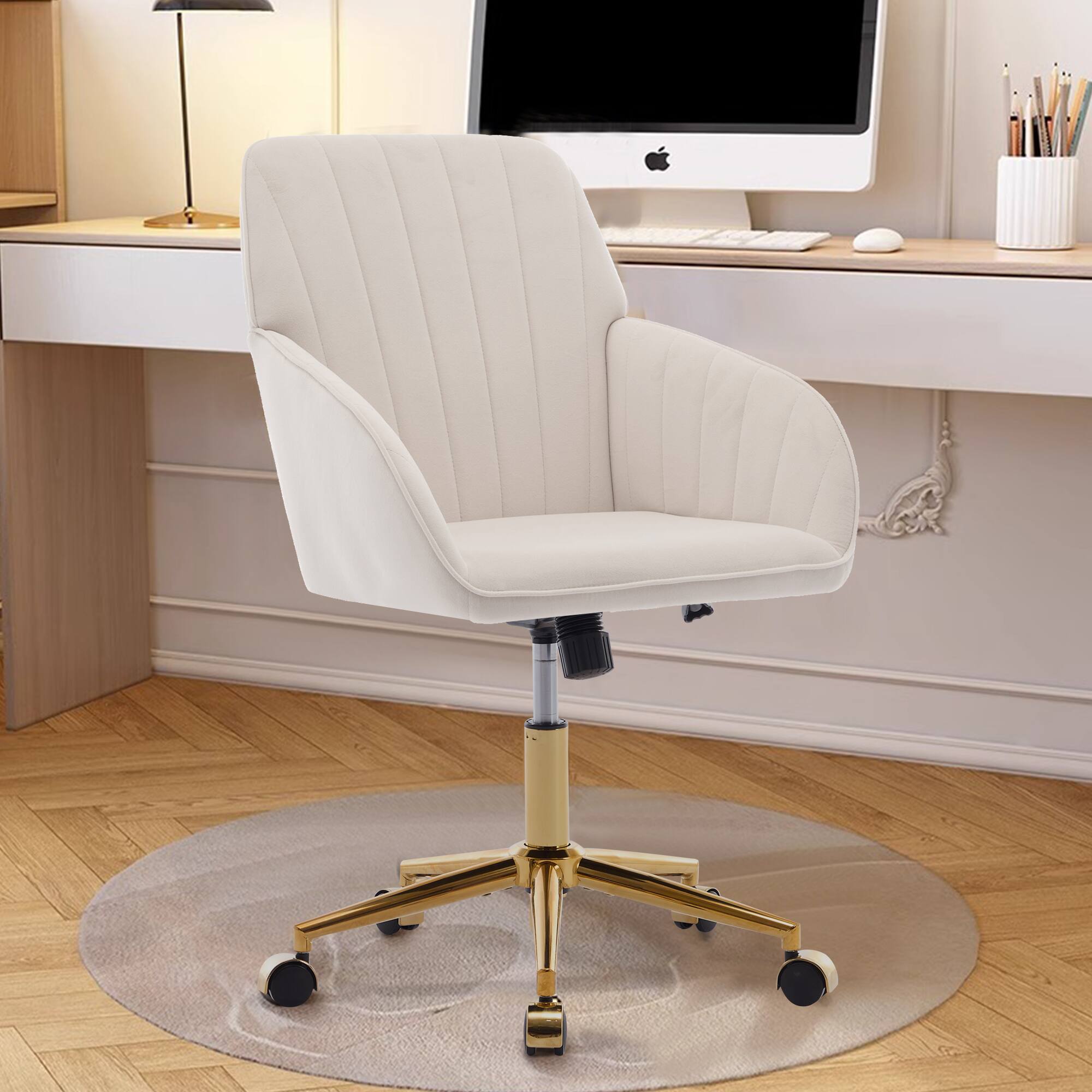 Angle. APRILSOUL - Adjustable Office Chair Ergonomic Swivel Comfortable Long Sitting - Beige.