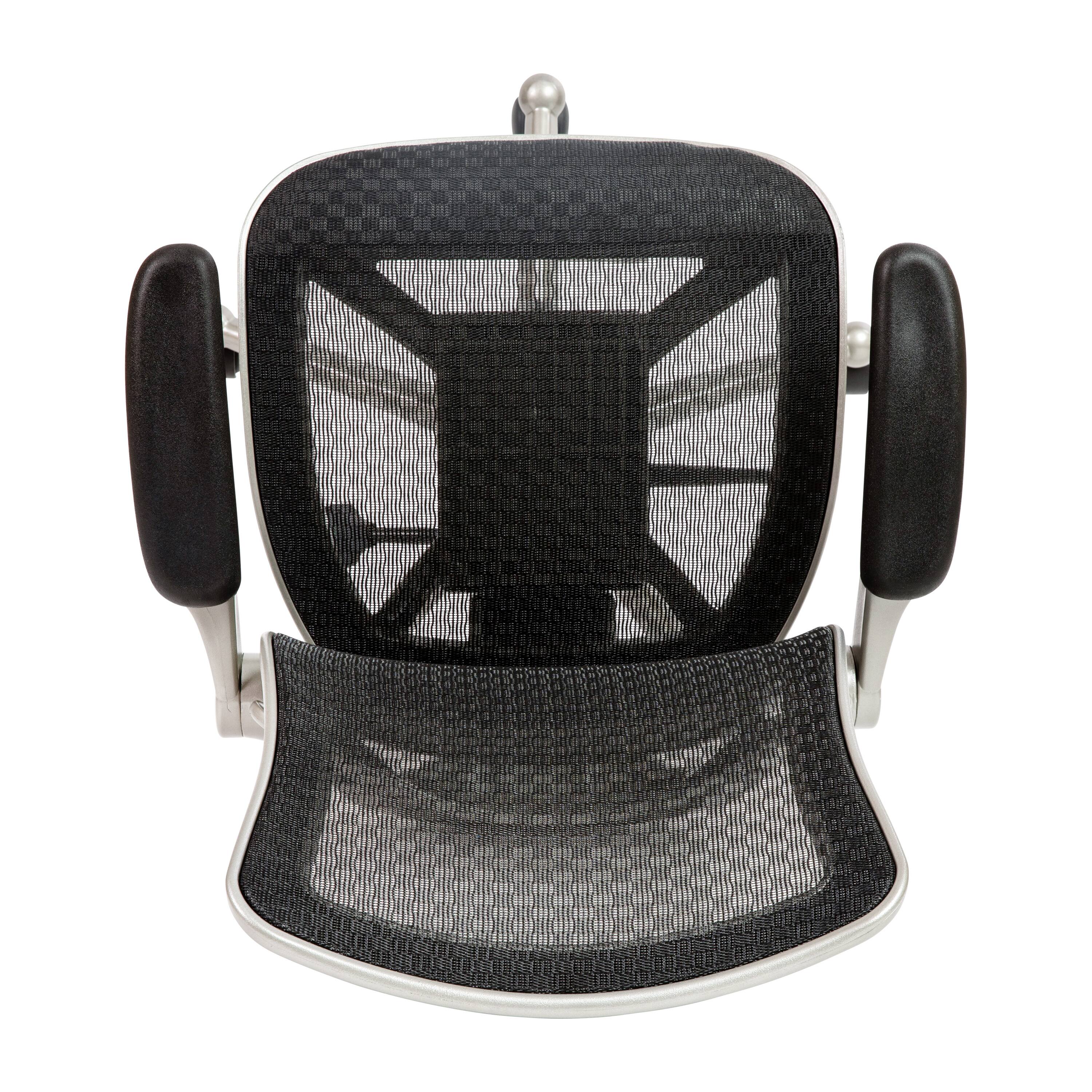 Alt View 8. Emma + Oliver - Mid-Back Transparent Mesh Executive Swivel Office Chair with Flip-Up Arms - Black Mesh/Graphite Silver Frame.