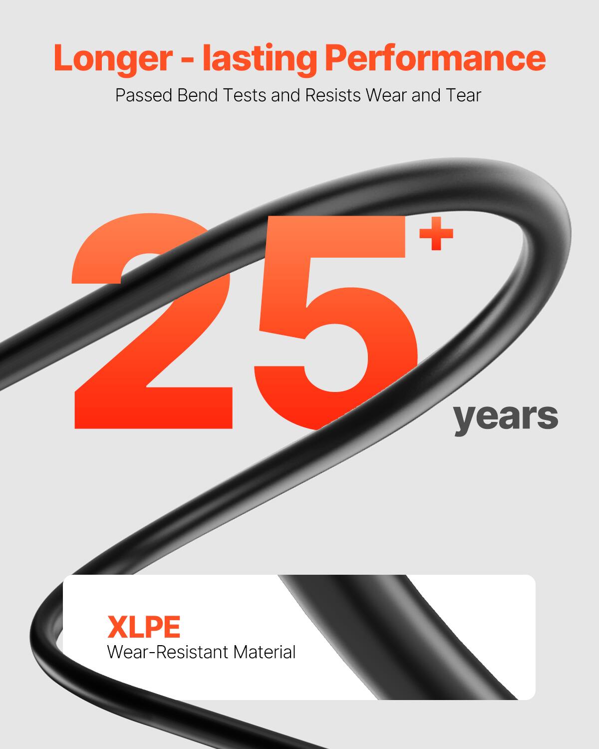 Longer-lasting Performance  
Passed Bend Tests and Resists Wear and Tear + 25 years  

XLPE Wear-Resistant Material
