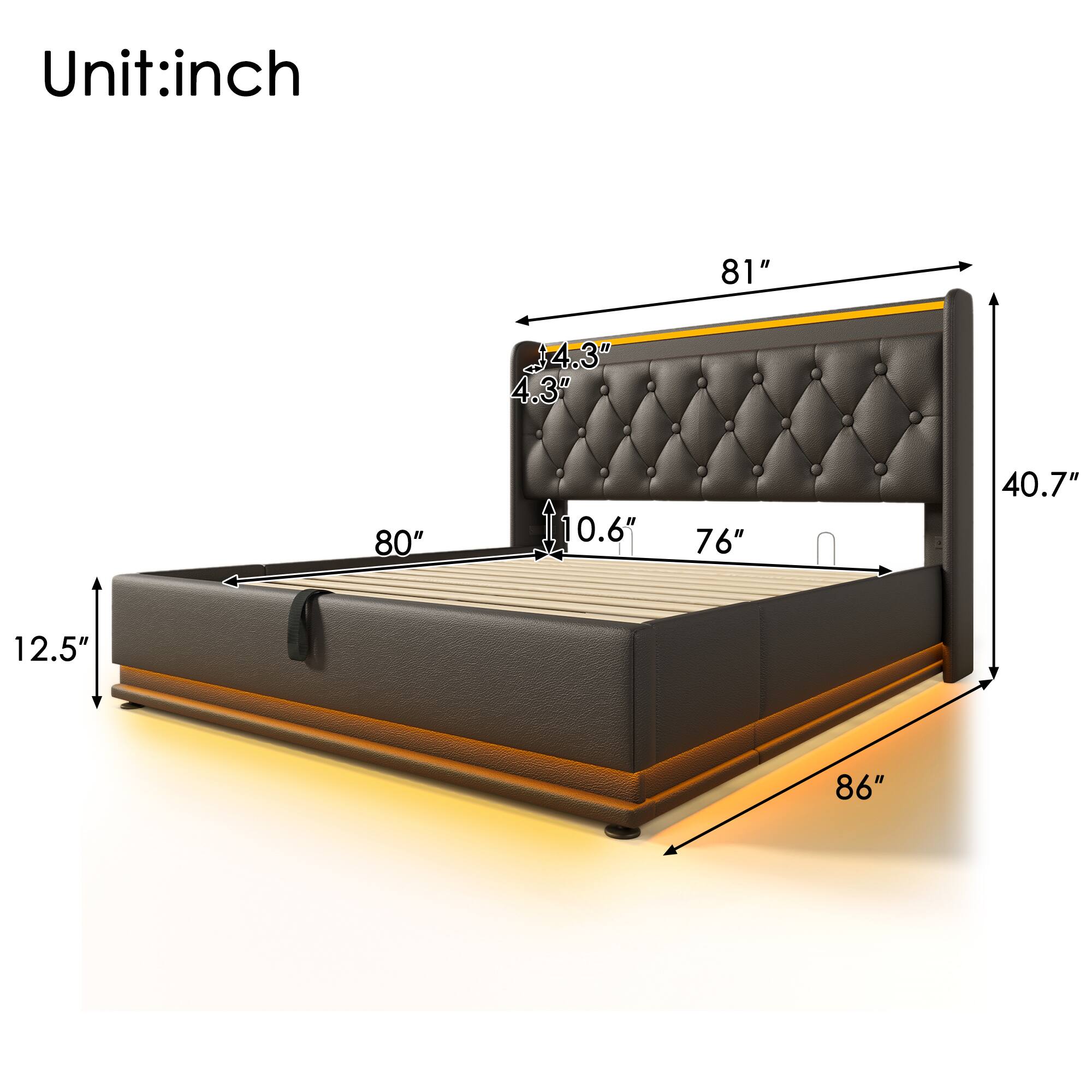 Unit: inch

81"  
4.3"  
4.3"  
80"  
0.6"  
76"  
40.7"  
12.5"  
86"