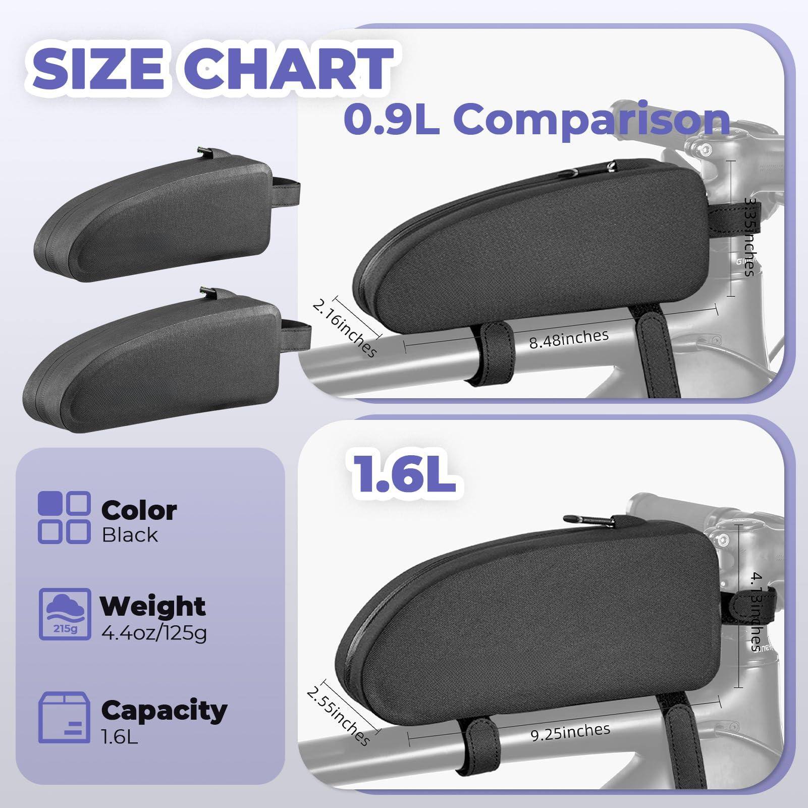 **SIZE CHART**

**0.9L Comparison**

- 2.16 inches
- 8.48 inches

**1.6L**

- 2.55 inches
- 9.25 inches

**Color**
- Black

**Weight**
- 215g
- 4.4oz/125g

**Capacity**
- 1.6L