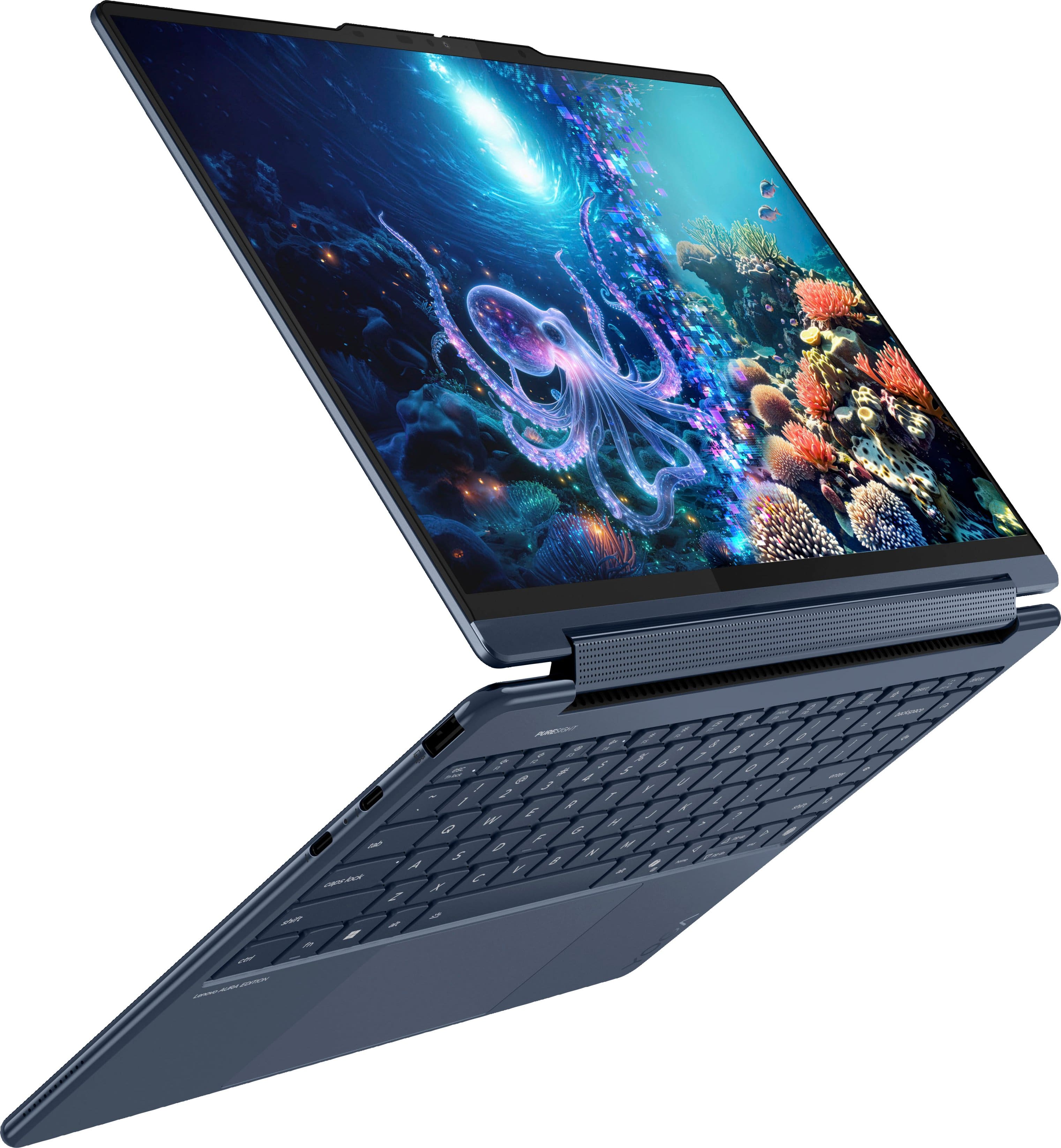 Alt View 14. Lenovo - Yoga 9i 2-in-1 Aura Edition - Copilot+ PC - 14" 3K 120Hz OLED Touchscreen Laptop - Intel Core Ultra 7 258V - 32GB - 1TB - Cosmic Blue.