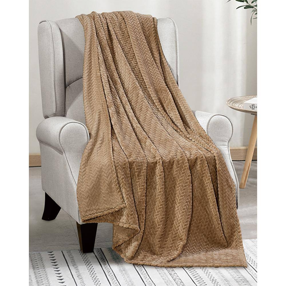 Alt View 1. Noble House - Plazatex Montana plush Decorative Warm and Comfortable Machine Washable Throw 50" x 60" Taupe - Taupe.