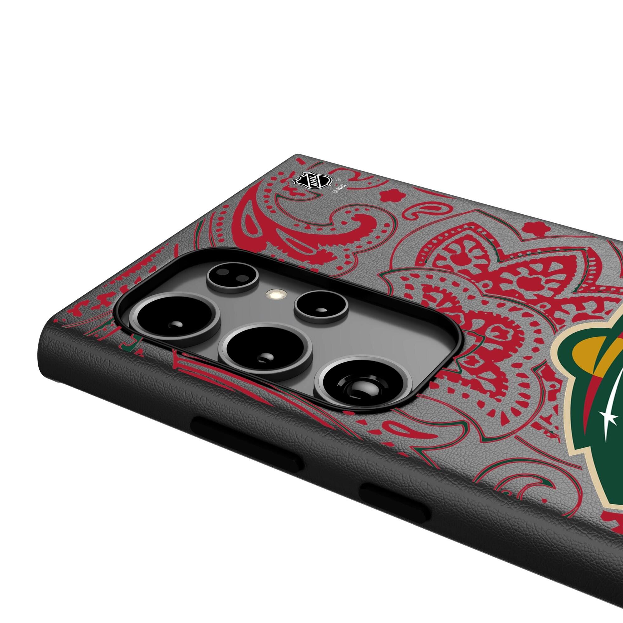 Alt View 3. Keyscaper - Minnesota Wild Paisley Galaxy Magnetic Bump Case - S25 Ultra - Black.