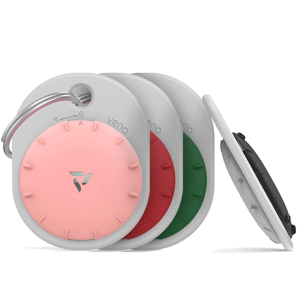 Vena - 4 Pack For Apple AirTag Holder Pet, AirTag Keychain Silicone, AirTag Case Cover Carabiner For Dog Cat Collar Luggage - Multicolored