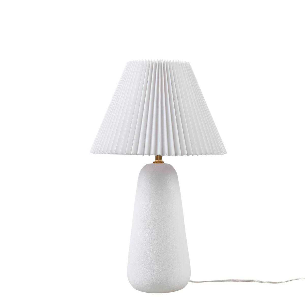 Front. Luckbyte - Textured Ceramic Table Lamp Fluted Fabric Shade White.