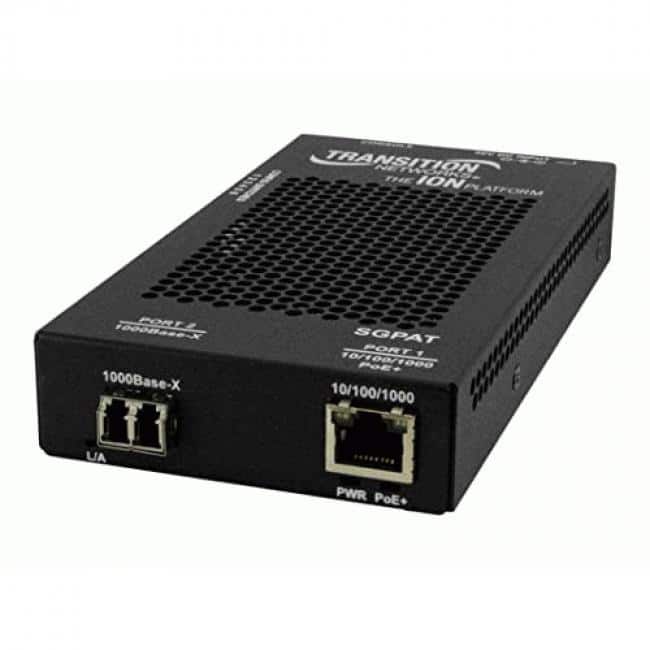 Transition Networks - 10/100/1000 POE+ RJ-45 TO 1000BASE-SX MM LC MEDIA CONVERTER WITH -EU PS - Unknown
