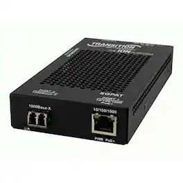 Transition Networks - 10/100/1000 POE+ RJ-45 TO 1000BASE-SX MM LC MEDIA CONVERTER WITH -EU PS - Unknown