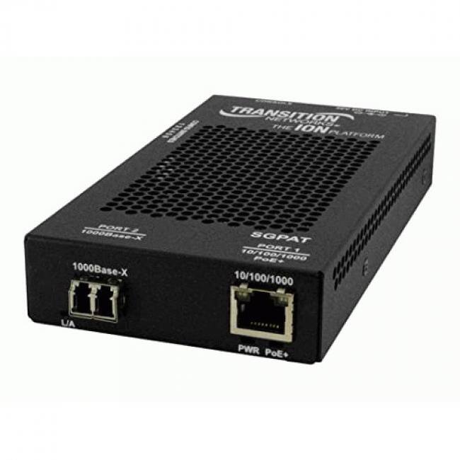 TRANSITION NETWORKS  
THE ION PLATFORM  

PORT 1  
1000Base-X  

SGPAT  
PORT 1  
10/100/1000  
PoE+  

10/100/1000  
PWR PoE+