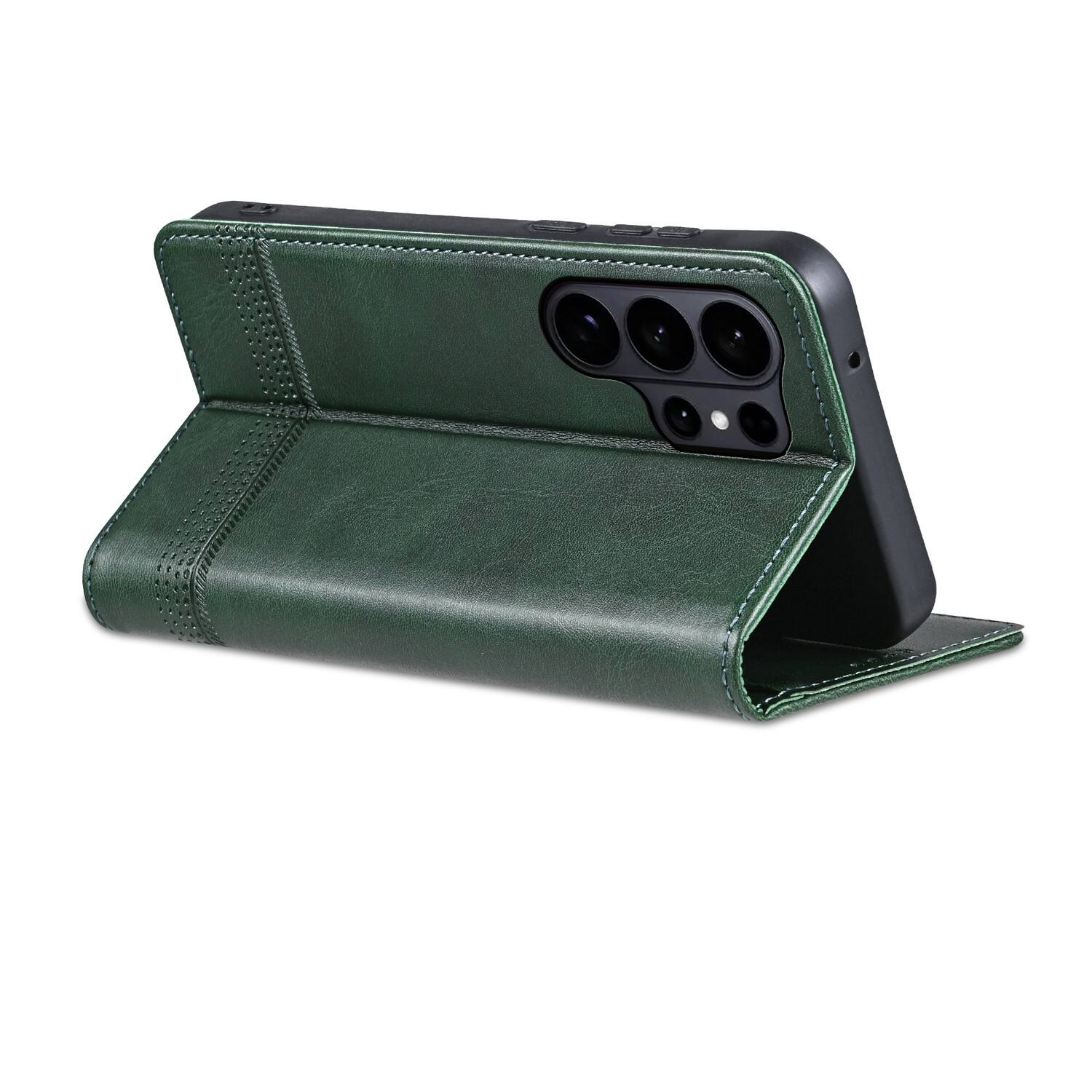 Back. Dteck - Flip Wallet Case for Samsung Galaxy S26 Ultra,Magnetic Closure Card Slots Kickstand Cover,Shock-Absorbing TPU Cover - Darkgreen.
