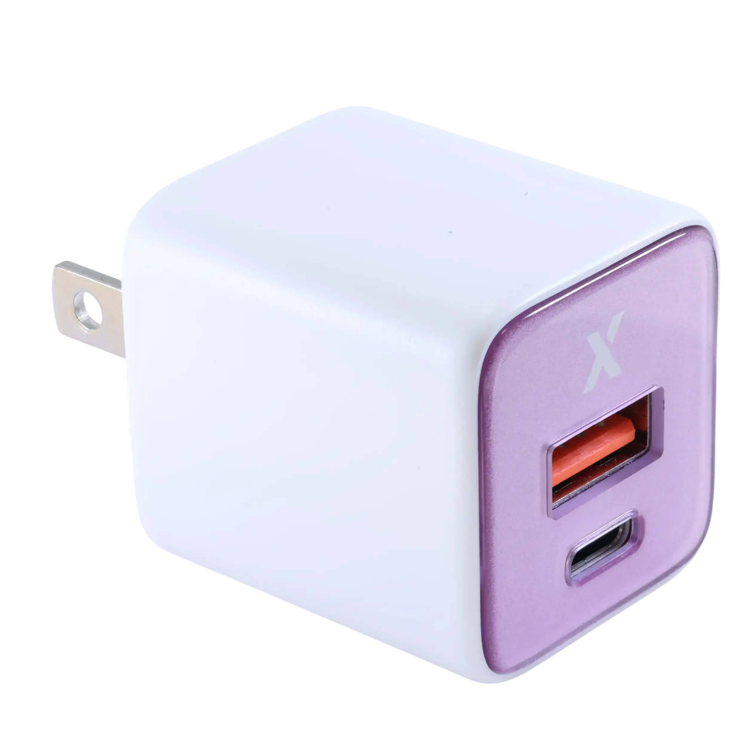 Alt View 3. Ampsentrix - 30W 2-in-1 USB-C / USB-A GaN Wall Power Adapter Charger - Pink - Pink.