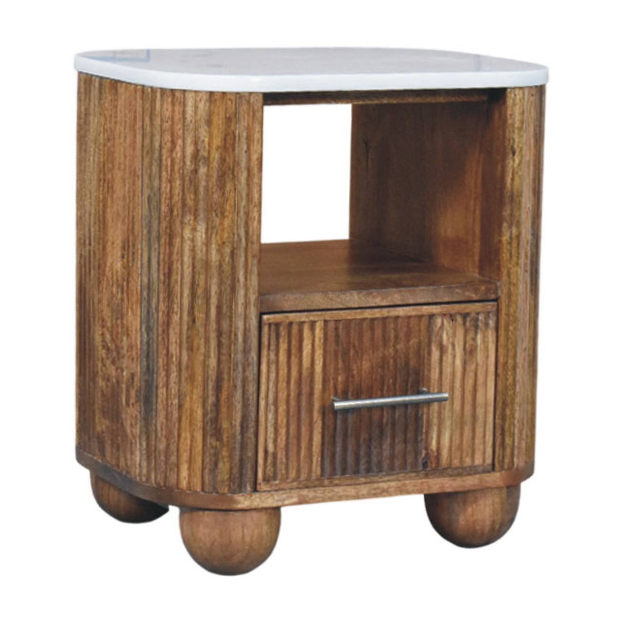 Angle. Artisan Furniture - Artisan Furniture Solid Wood Beaumont Marble Bedside - Brown.