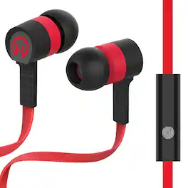 HyperGear - Low Ryder Earphones w Mic 3.5mm - Red/Black