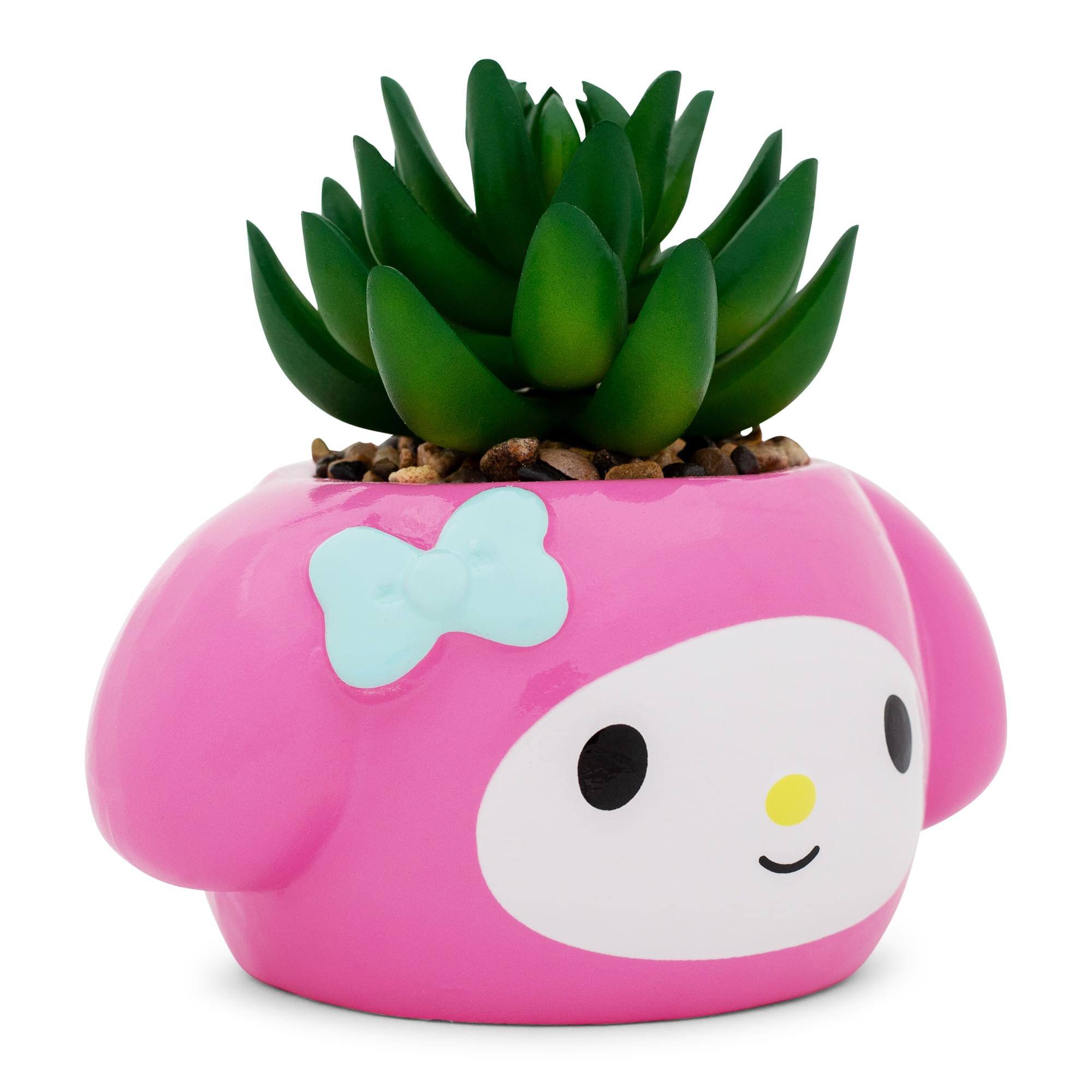 Alt View 1. Silver Buffalo - Sanrio My Melody 3-Inch Ceramic Mini Planter With Artificial Succulent - Pink.