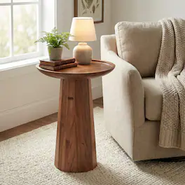 Simpli Home - Dayton 13 inch Wide Solid Wood Round Accent Table - Pecan Brown
