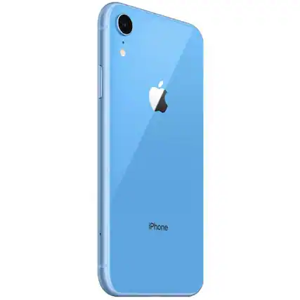Front. Apple - iPhone XR A1984 (Fully Unlocked) 64GB w/ Pre-Installed Tempered Glass - Blue.