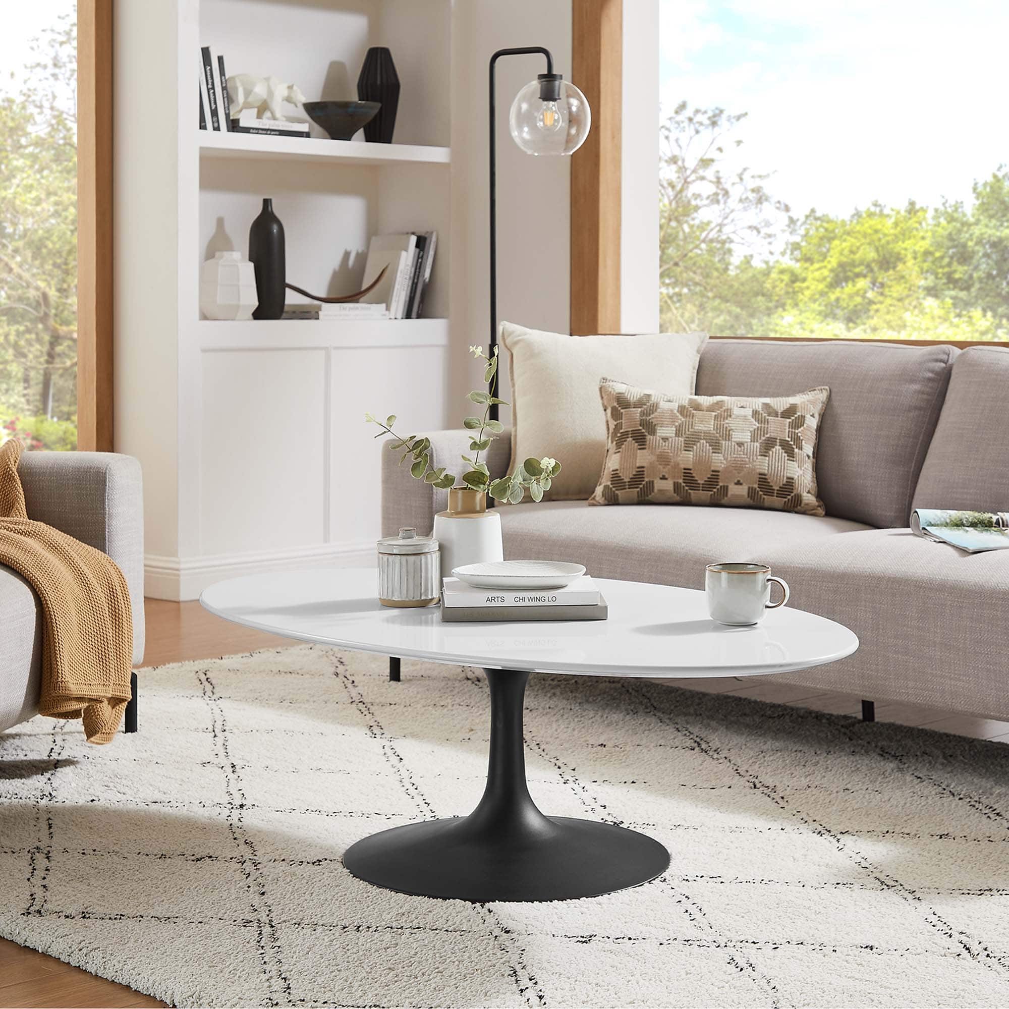 Modway - Lippa Oval Wood Coffee Table - Black White