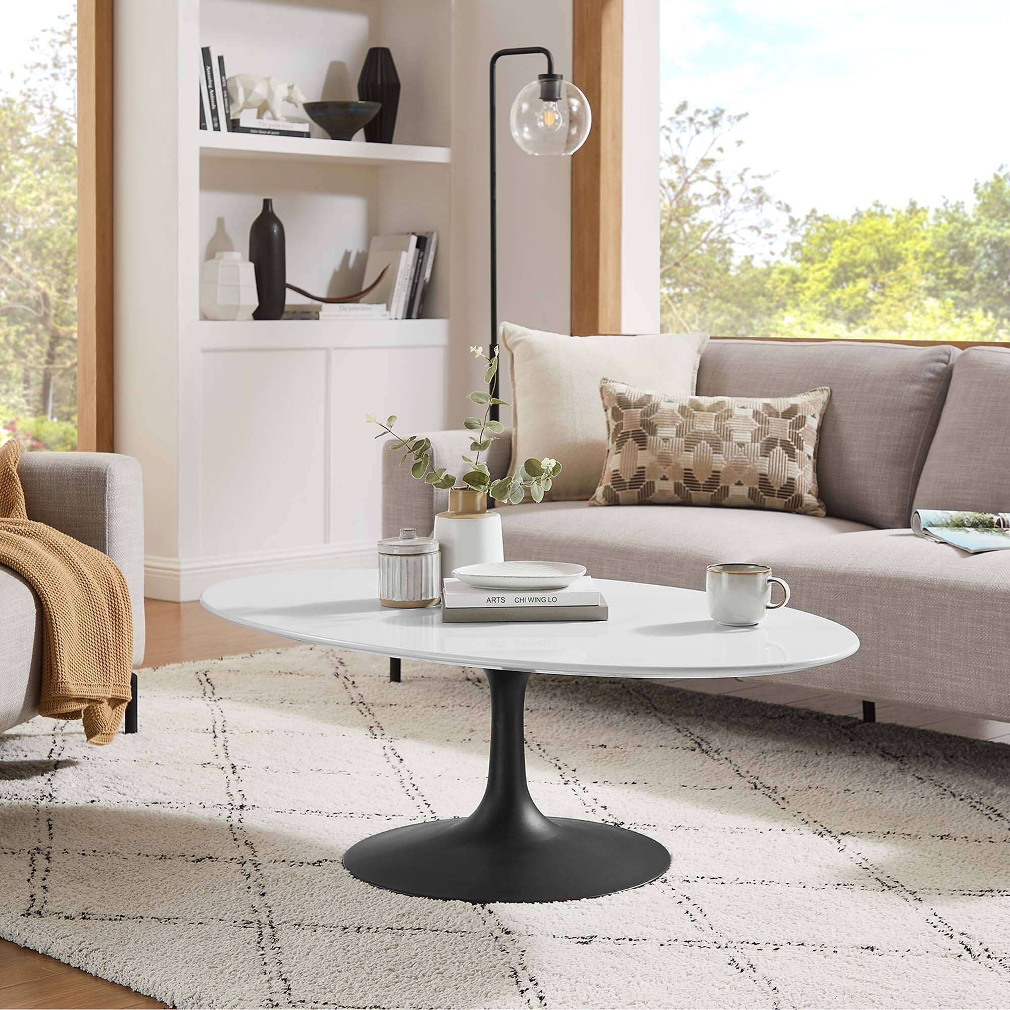 Modway - Lippa Oval Wood Coffee Table - Black White