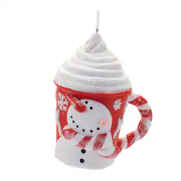 BreeBe - Peppermint Snowman Mug Ornament (Set of 12) - Red, White