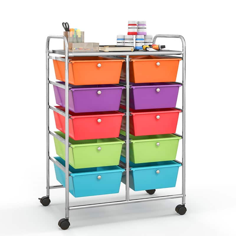 WELLFOR - 10-Drawer Utility Rolling Storage Cart with Metal Tabletop & Metal Frame, Drawer Organizer with Wheels - Deep Multicolor price history on PriceWatchPro