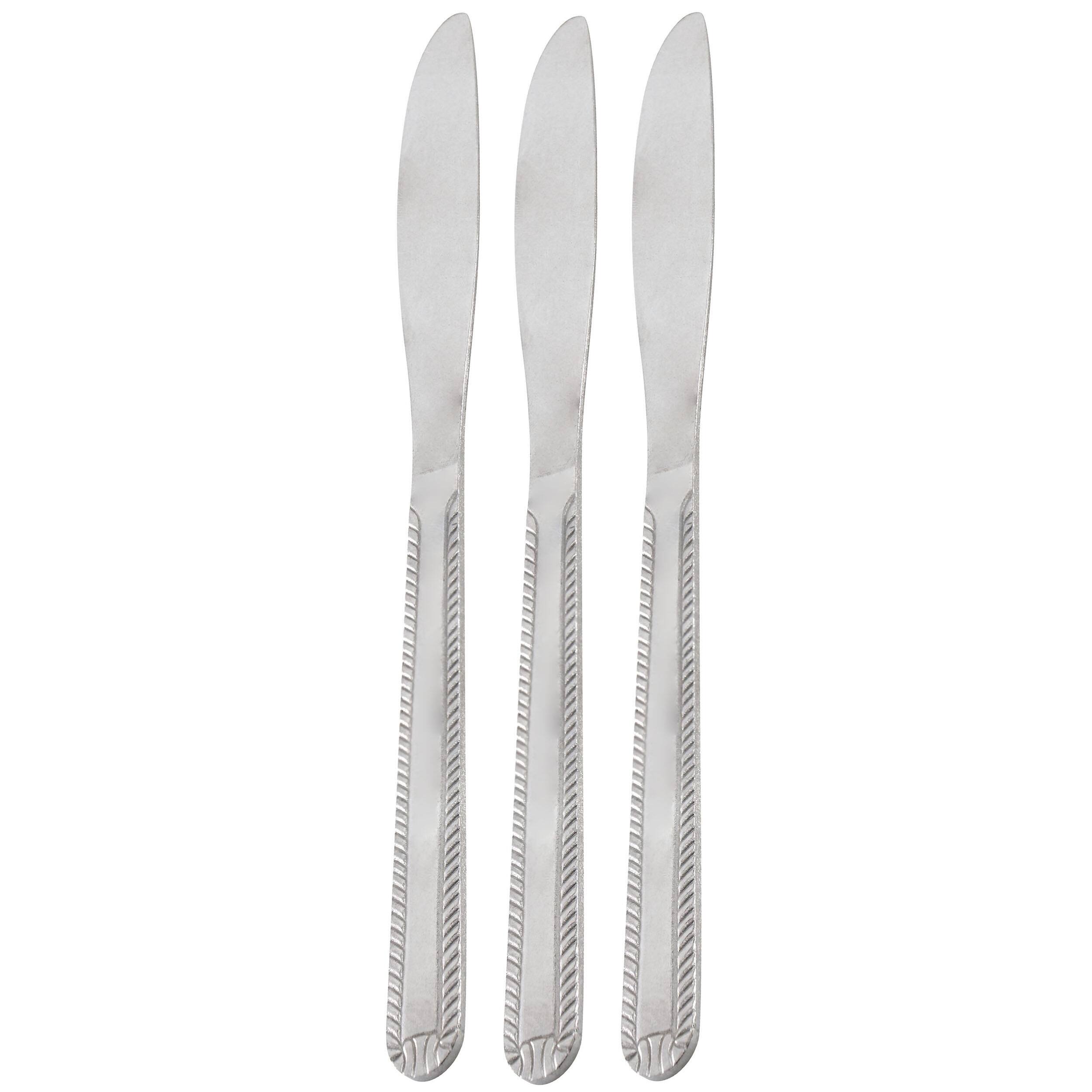 Front. Gibson - Gibson Home Tustin 3 Piece Stainless Steel Dinner Knife Flatware Set in Silver - Silver.