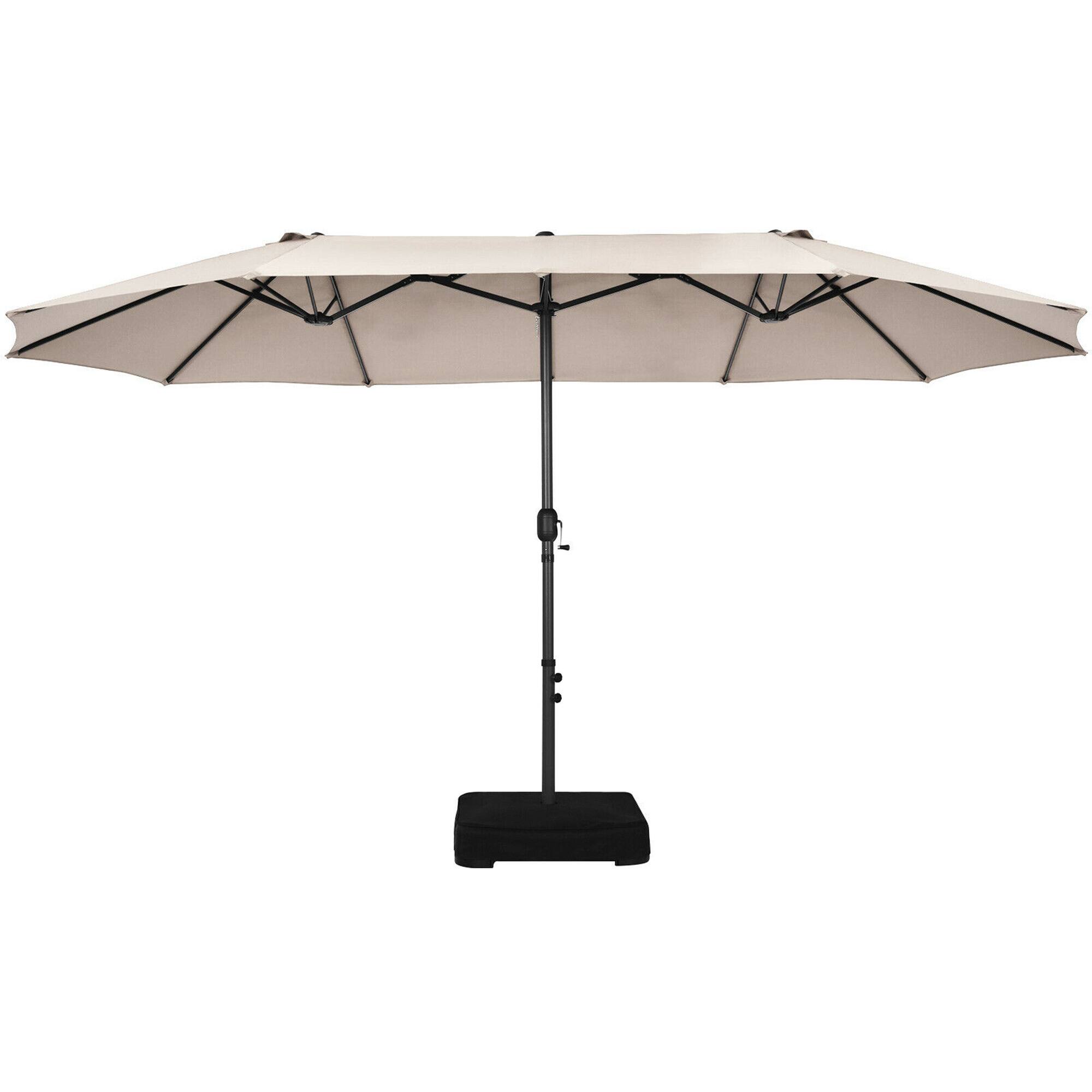 Alt View 6. Gymax - Gymax 15 ft Double-Sided Patio Umbrella Market Twin Umbrella w/ Enhanced Base Beige - Beige.